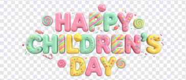 3D Candy Text Happy Childrens Day Transparent PNG with colorful design for celebrations, transparent background PNG.