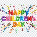 3D Crayon Text Happy Childrens Day Transparent PNG with colorful design for celebrations, transparent background PNG.
