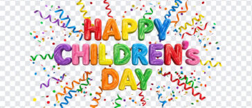 3D Crayon Text Happy Childrens Day Transparent PNG with colorful design for celebrations, transparent background PNG.
