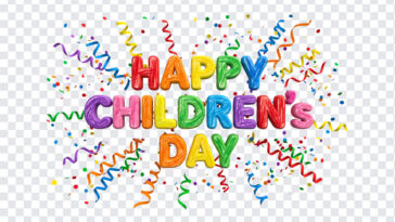 3D Crayon Text Happy Childrens Day Transparent PNG with colorful design for celebrations, transparent background PNG.