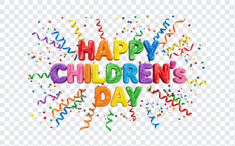 3D Crayon Text Happy Childrens Day Transparent PNG with colorful design for celebrations, transparent background PNG.