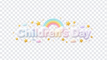 3D Puffy Cloud Letters Childrens Day Transparent PNG with colorful design and stars, ideal for festive projects and digital art with a transparent background PNG.
