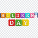 3D Toy Blocks Childrens Day Text Transparent PNG featuring colorful blocks, ideal for celebrations, transparent background PNG.