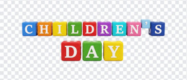 3D Toy Blocks Childrens Day Text Transparent PNG featuring colorful blocks, ideal for celebrations, transparent background PNG.