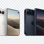 Apple IPhone Duo Colors PNG featuring two iPhones in different colors on a transparent background PNG.