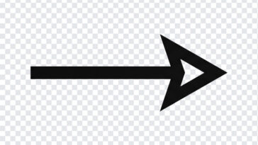 Black Arrow PNG in bold design, ideal for navigation icons, transparent background PNG.