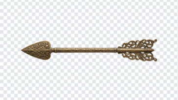 Brass Arrow PNG with intricate design, ideal for digital art and design projects, transparent background PNG.