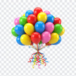 Colorful Balloons Bunch Transparent PNG featuring vibrant colors, ideal for celebrations, transparent background PNG.