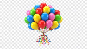 Colorful Balloons Bunch Transparent PNG featuring vibrant colors, ideal for celebrations, transparent background PNG.