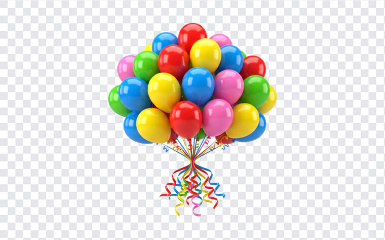 Colorful Balloons Bunch Transparent PNG featuring vibrant colors, ideal for celebrations, transparent background PNG.