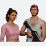 Jason And Lucia GTA 6 Characters in realistic style, perfect for game fan art, transparent background PNG.