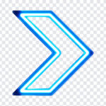 Neon Blue Arrow PNG with glowing effect, perfect for digital designs, transparent background PNG.