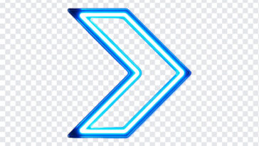 Neon Blue Arrow PNG with glowing effect, perfect for digital designs, transparent background PNG.