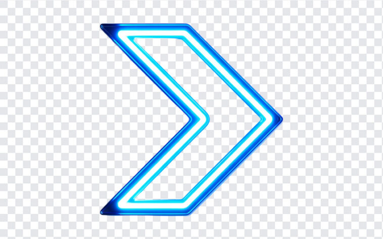 Neon Blue Arrow PNG with glowing effect, perfect for digital designs, transparent background PNG.