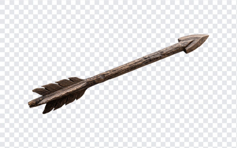 Rustic Wooden Arrow PNG with a natural, handcrafted look for design projects, transparent background PNG.
