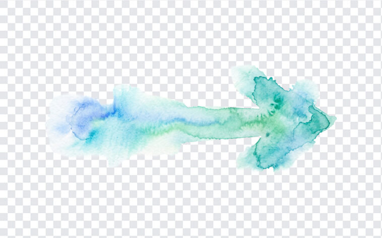 Watercolor Wash Arrow Transparent PNG with artistic style, ideal for design projects, transparent background PNG.