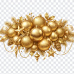 Gold Christmas Ornament Clusters PNG with festive design, ideal for holiday projects, transparent background PNG.