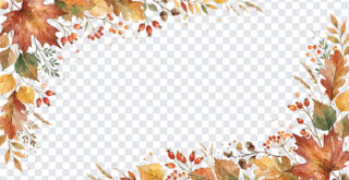 Watercolor Autumn Borders PNG with colorful leaves on a transparent background.